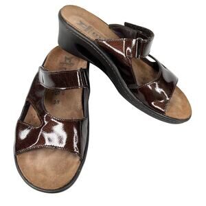 Mephisto Mobils Candy Slip On Sandals 38 Brown Patent